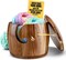 Large Wooden Yarn Bowl with Lid - 9x7 Inch XL Acacia Wood Holder for Knitting